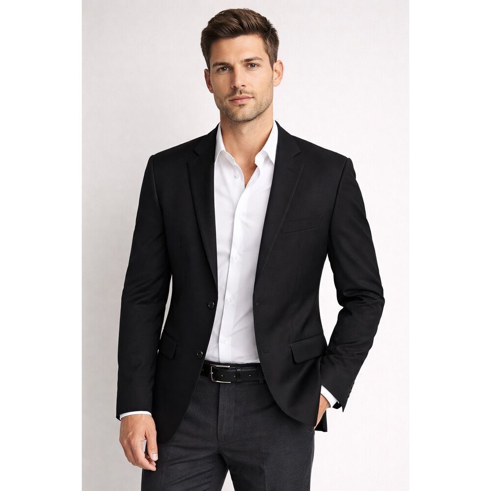 LUCCI Couture Black Blazer Mens Small 36R Slim Fit Jacket